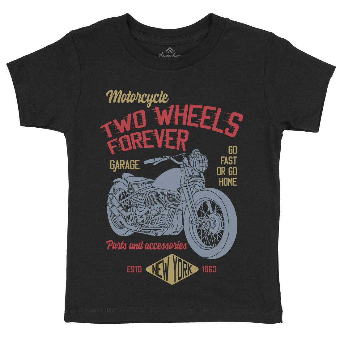 Two Wheels Kids Organic Crew Neck T-Shirt Motorcycles B319