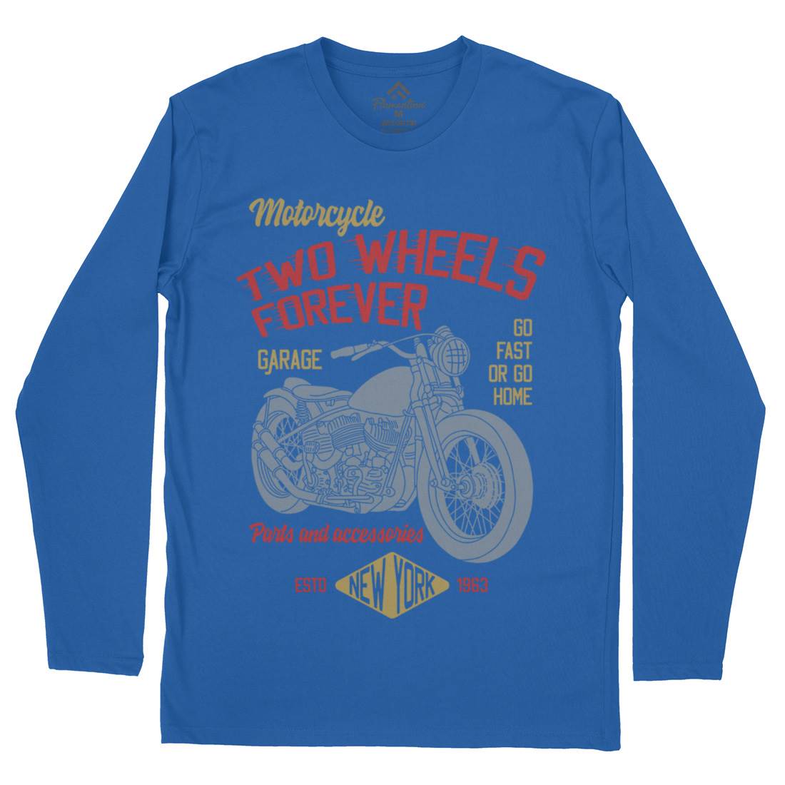 Two Wheels Mens Long Sleeve T-Shirt Motorcycles B319