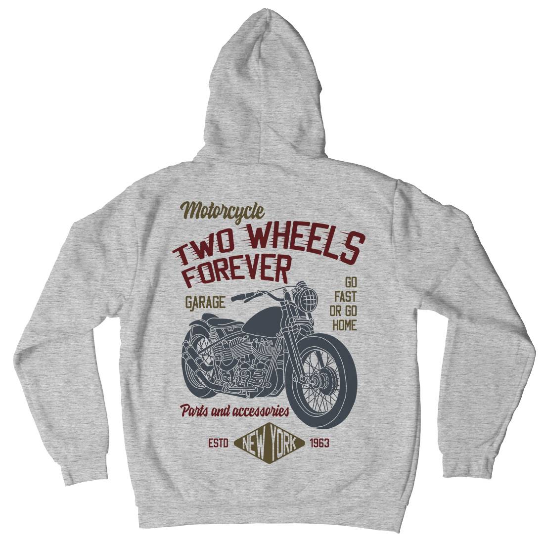 Two Wheels Mens Hoodie With Pocket Motorcycles B319
