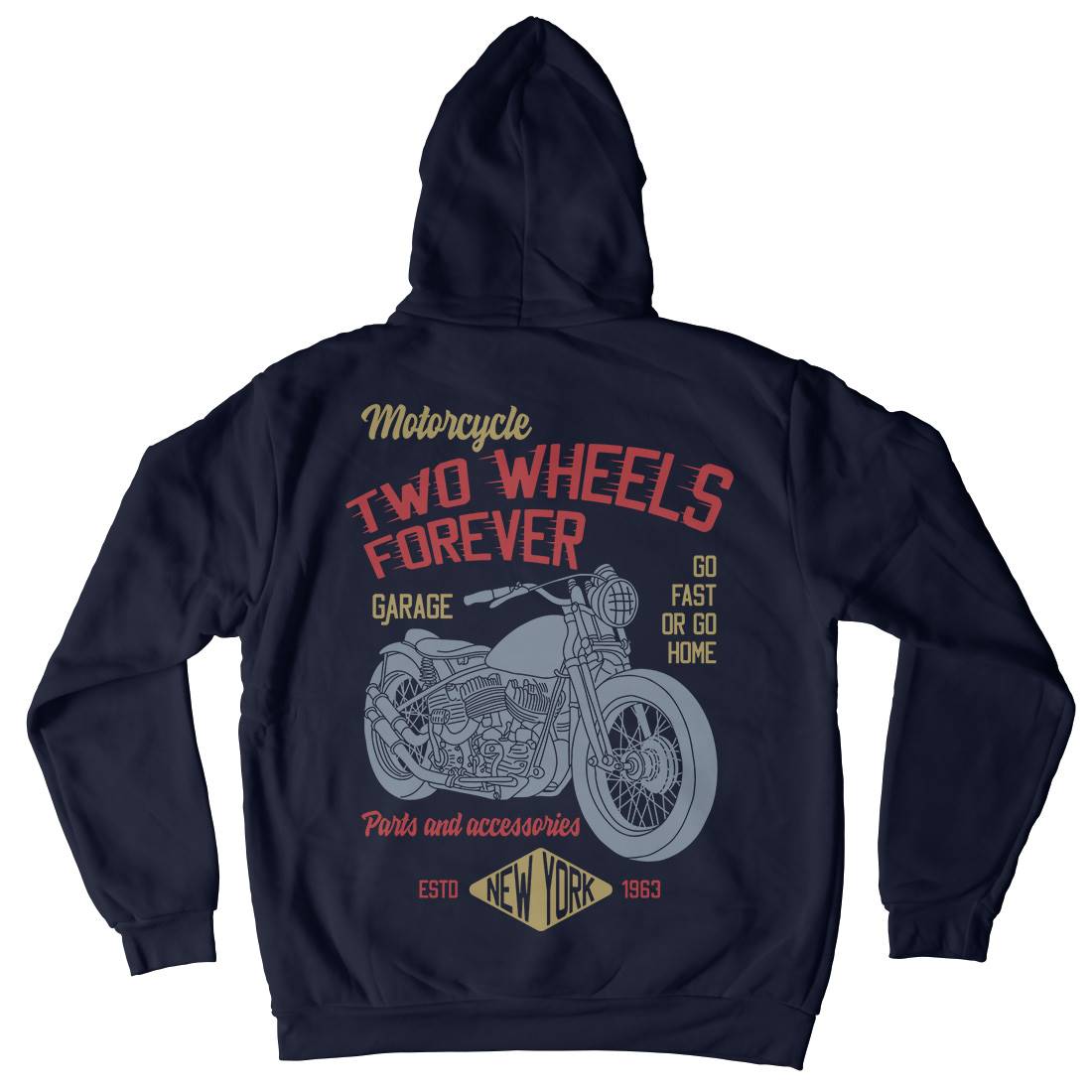 Two Wheels Mens Hoodie With Pocket Motorcycles B319