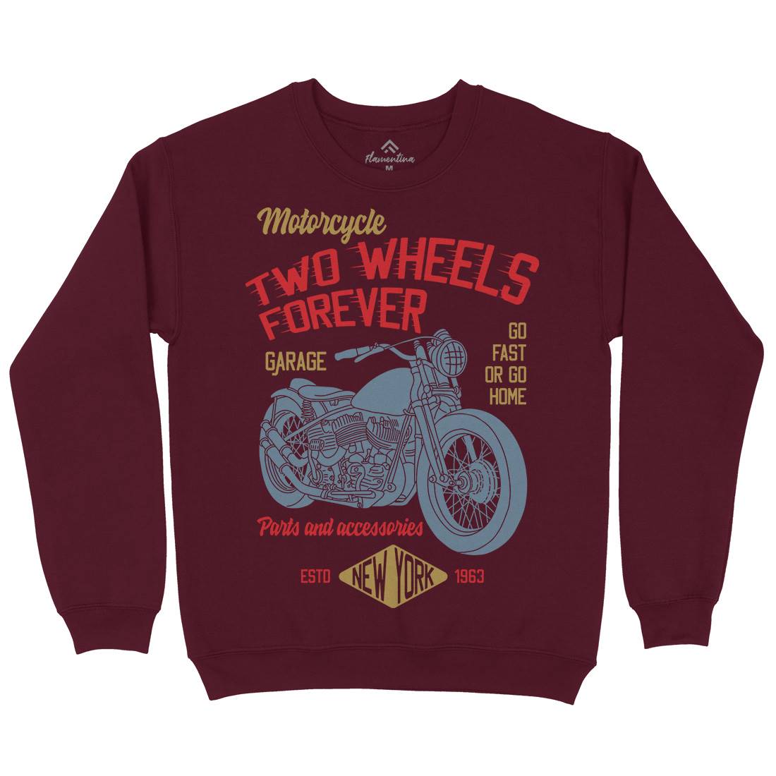 Two Wheels Mens Crew Neck Sweatshirt Motorcycles B319