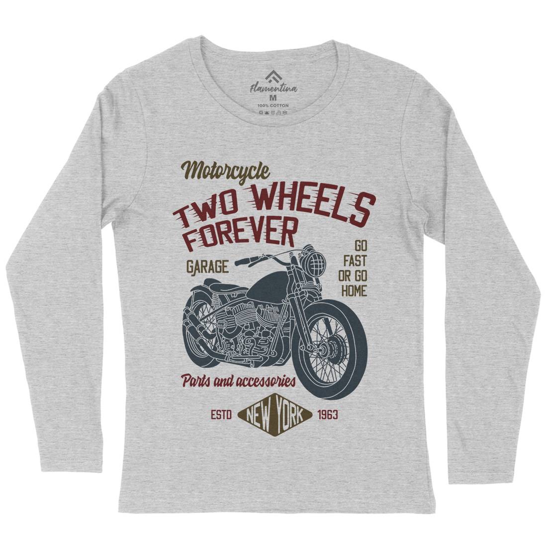 Two Wheels Womens Long Sleeve T-Shirt Motorcycles B319