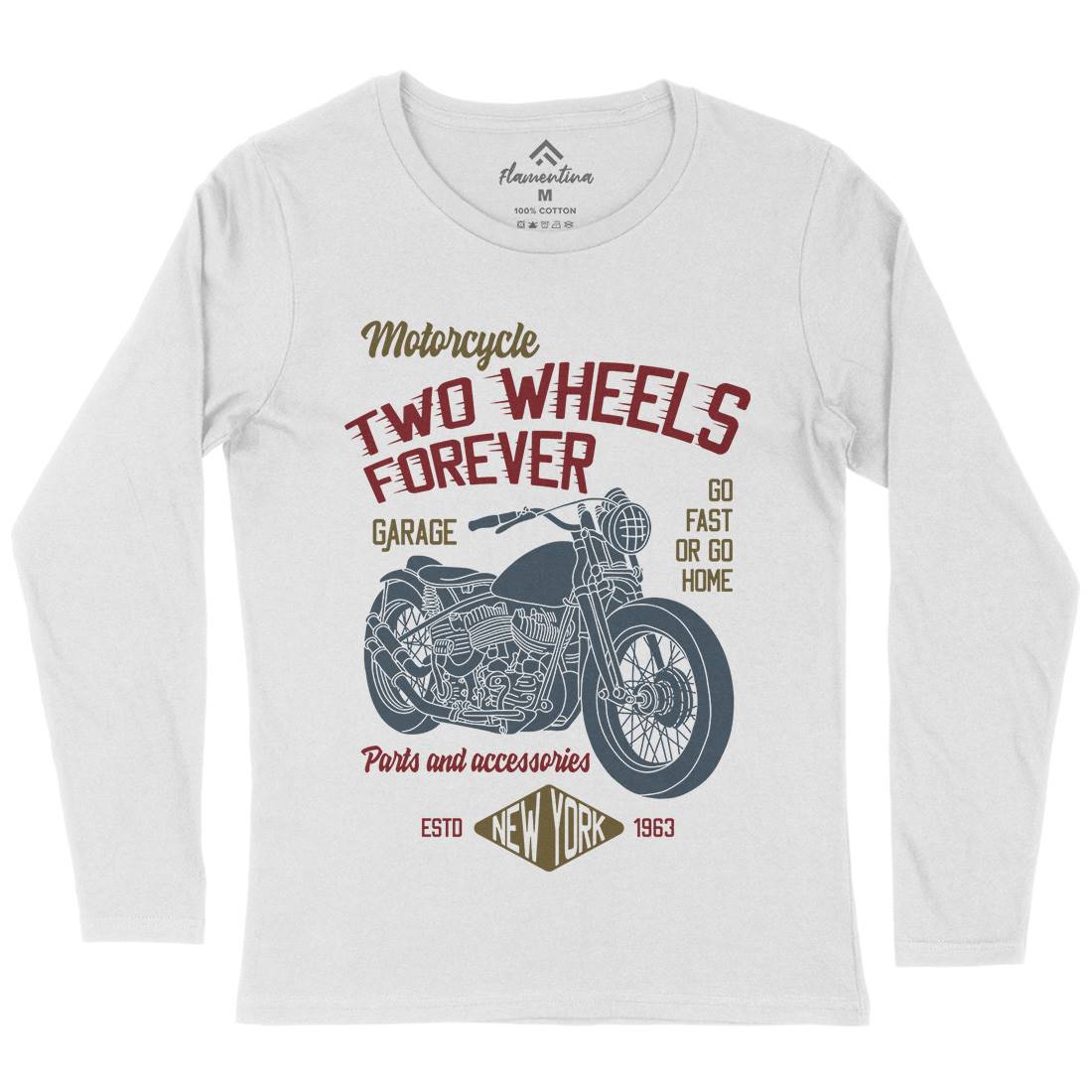 Two Wheels Womens Long Sleeve T-Shirt Motorcycles B319