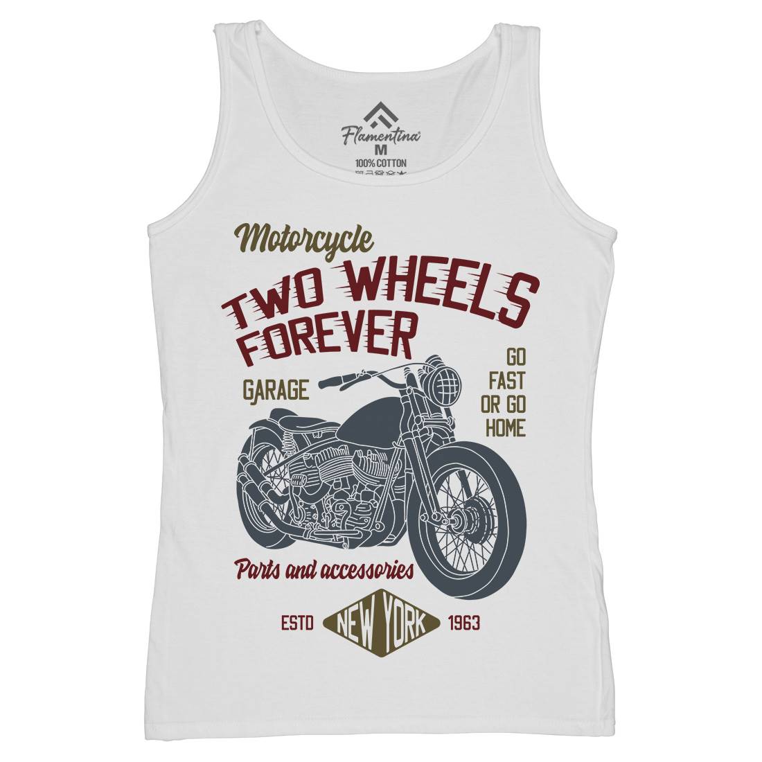 Two Wheels Womens Organic Tank Top Vest Motorcycles B319