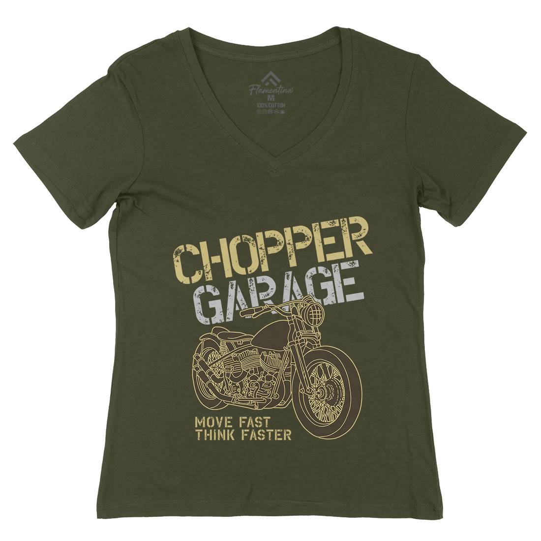 Chopper Womens Organic V-Neck T-Shirt Motorcycles B320
