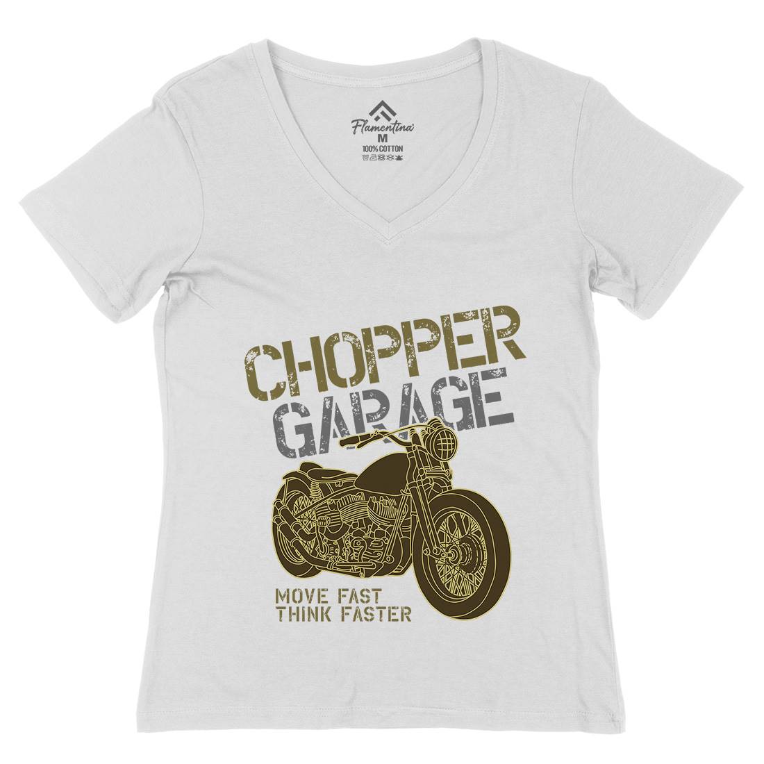 Chopper Womens Organic V-Neck T-Shirt Motorcycles B320
