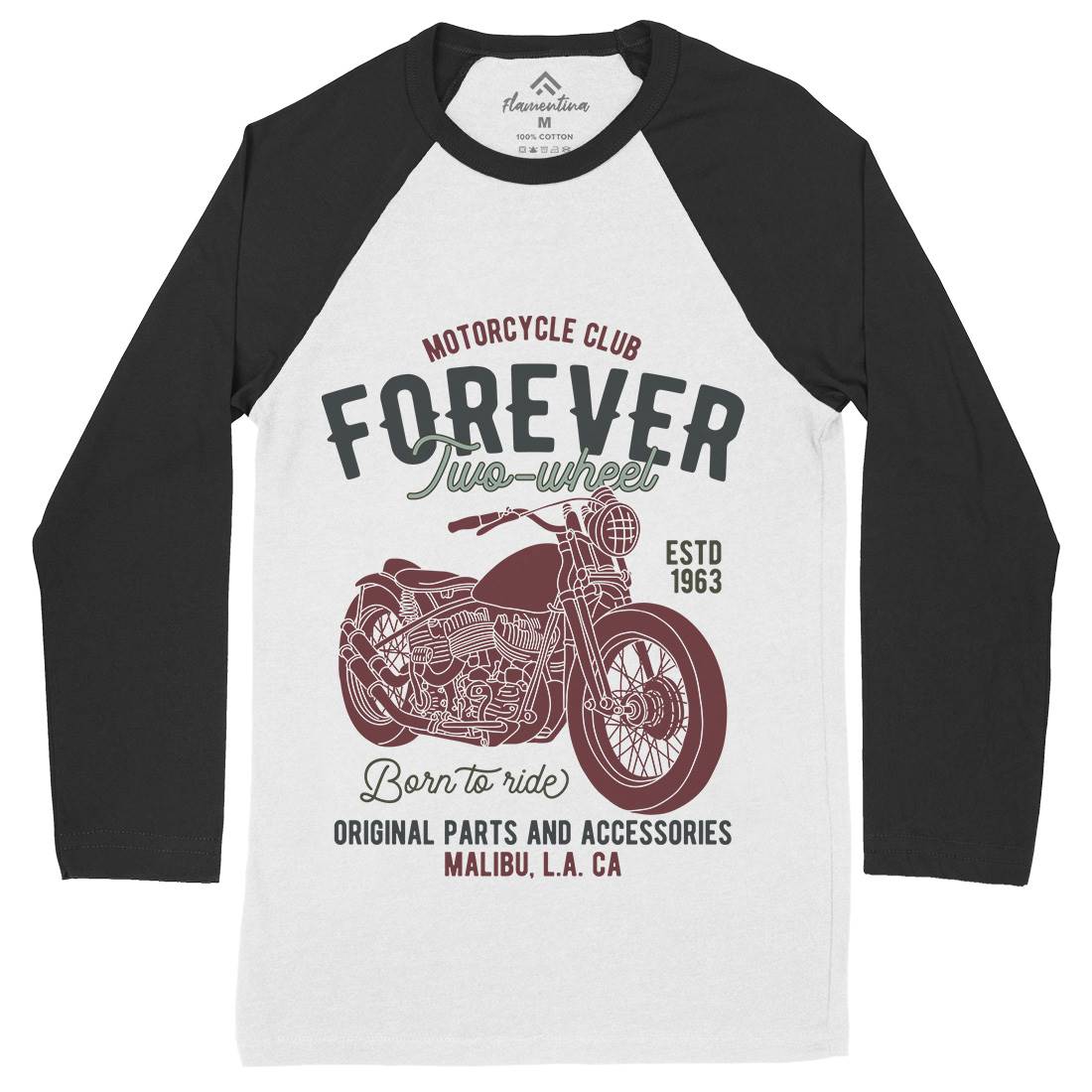 Club Mens Long Sleeve Baseball T-Shirt Motorcycles B321
