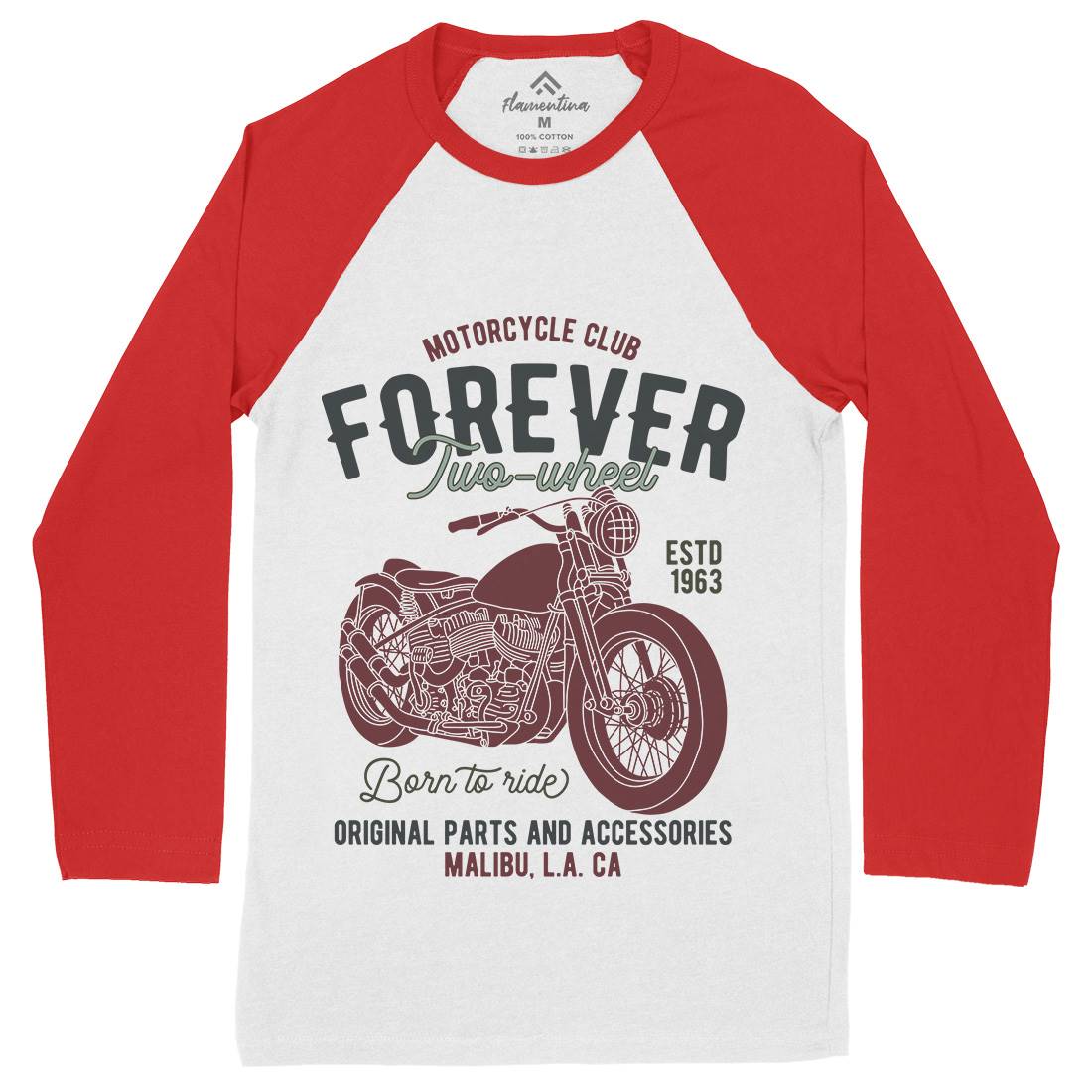 Club Mens Long Sleeve Baseball T-Shirt Motorcycles B321