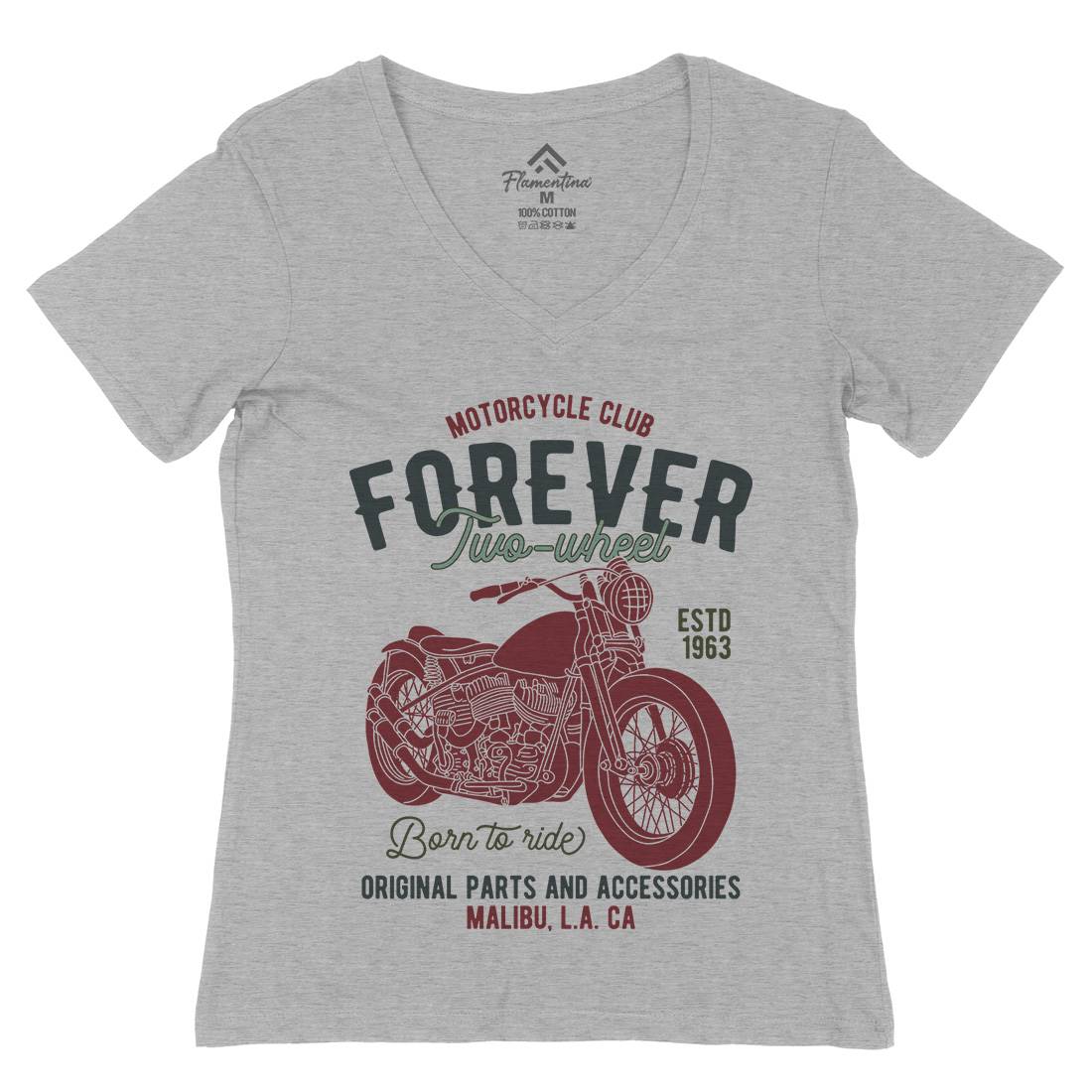 Club Womens Organic V-Neck T-Shirt Motorcycles B321