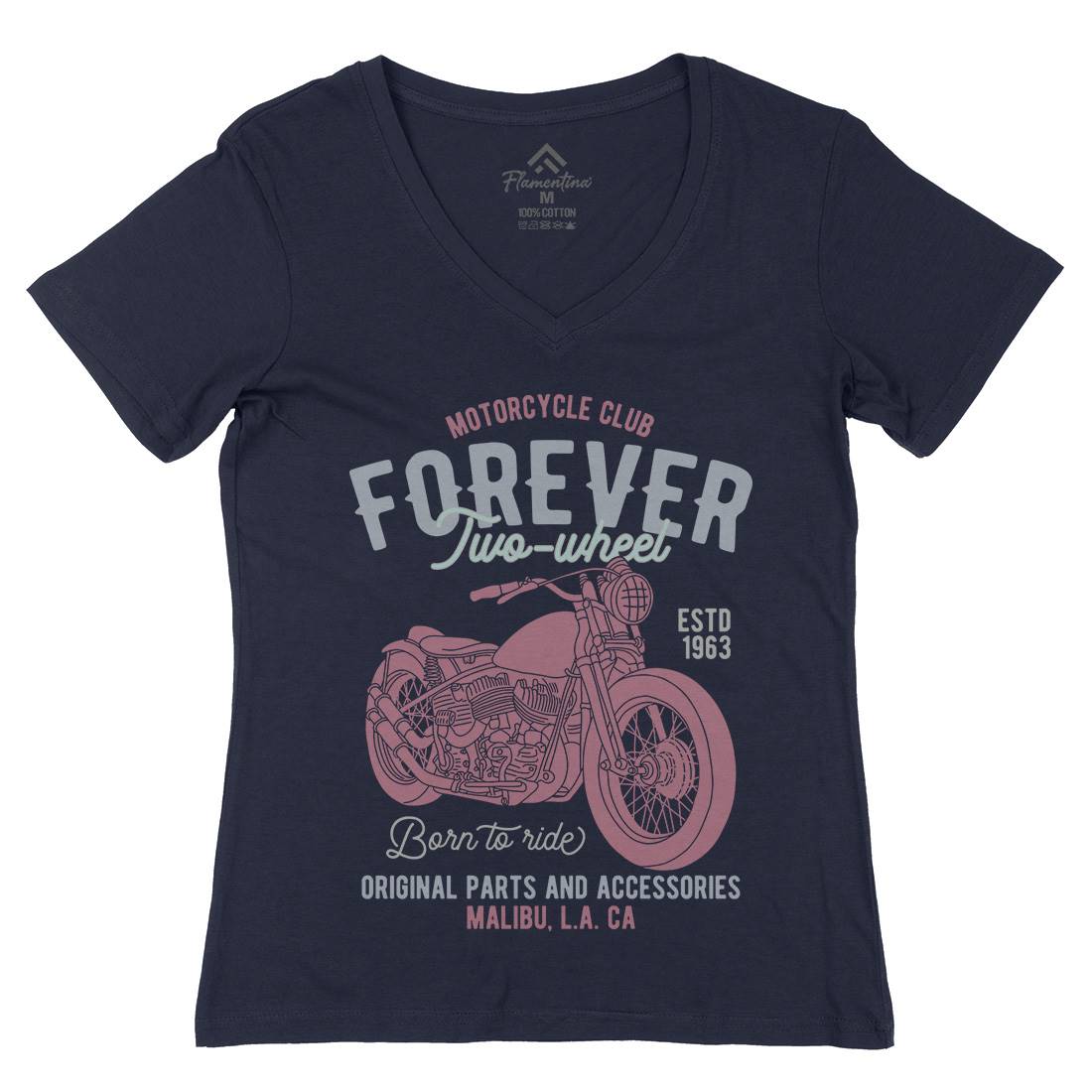 Club Womens Organic V-Neck T-Shirt Motorcycles B321