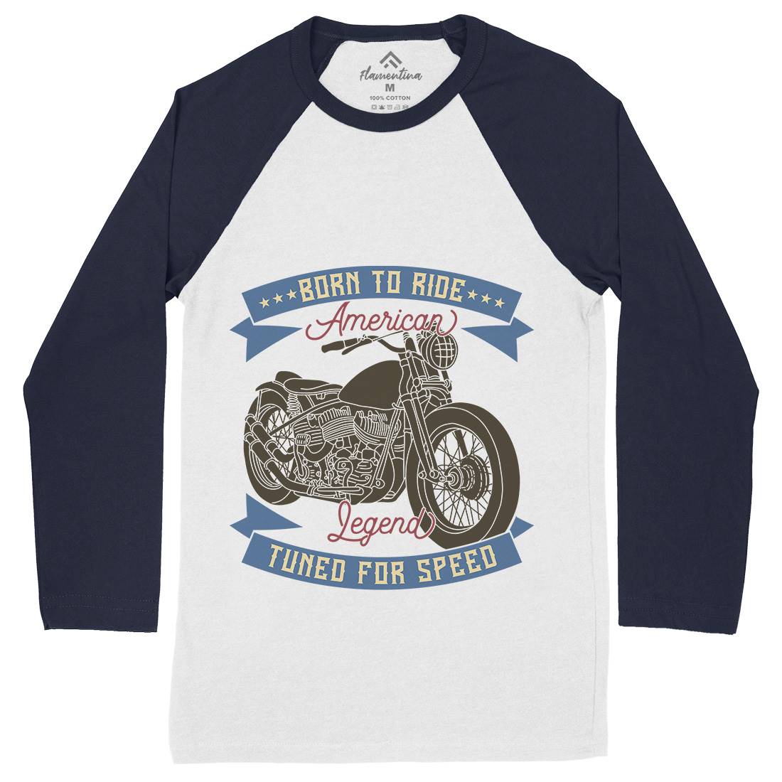Legend Mens Long Sleeve Baseball T-Shirt Motorcycles B322