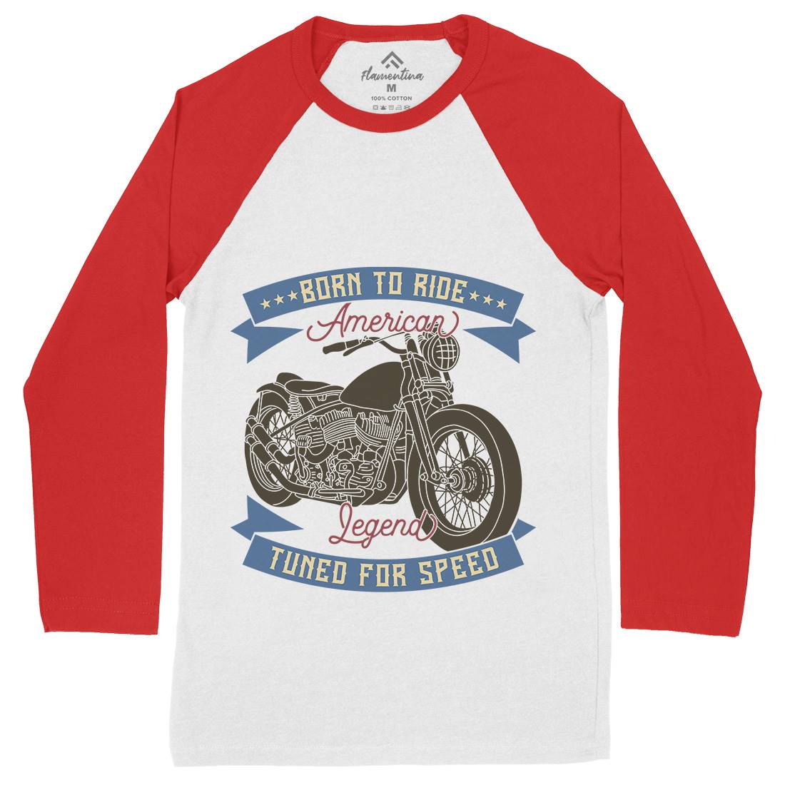 Legend Mens Long Sleeve Baseball T-Shirt Motorcycles B322