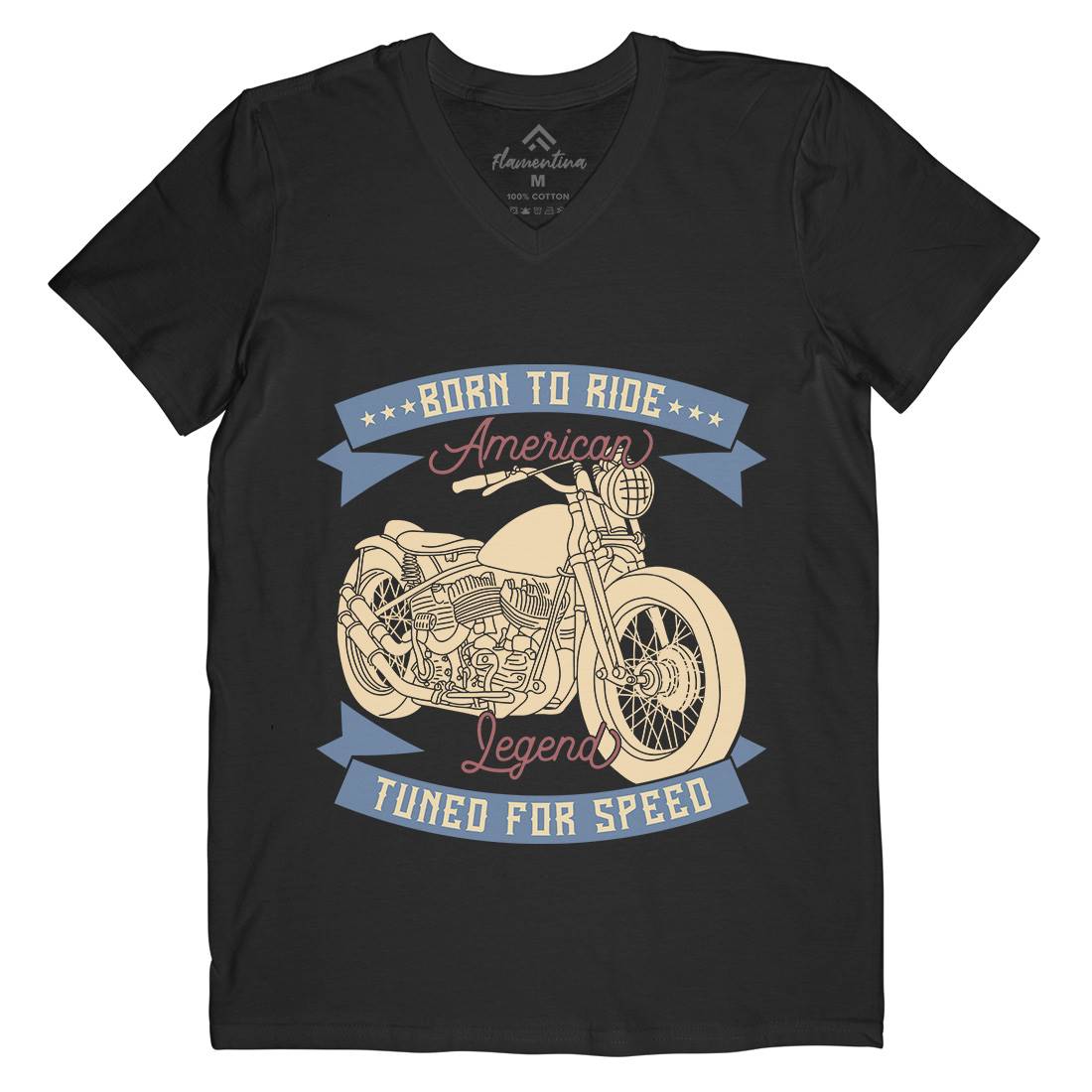 Legend Mens Organic V-Neck T-Shirt Motorcycles B322