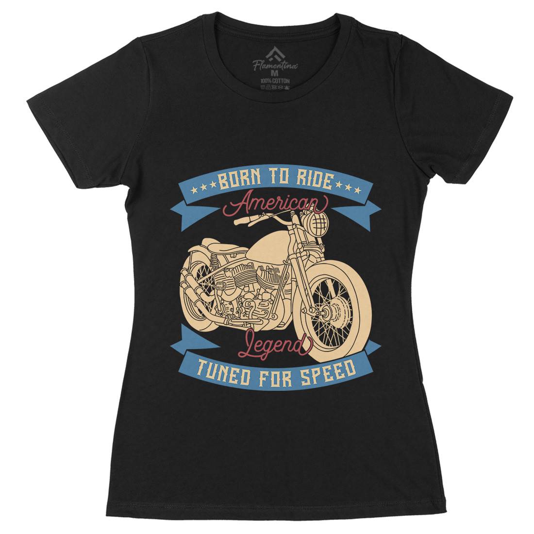 Legend Womens Organic Crew Neck T-Shirt Motorcycles B322