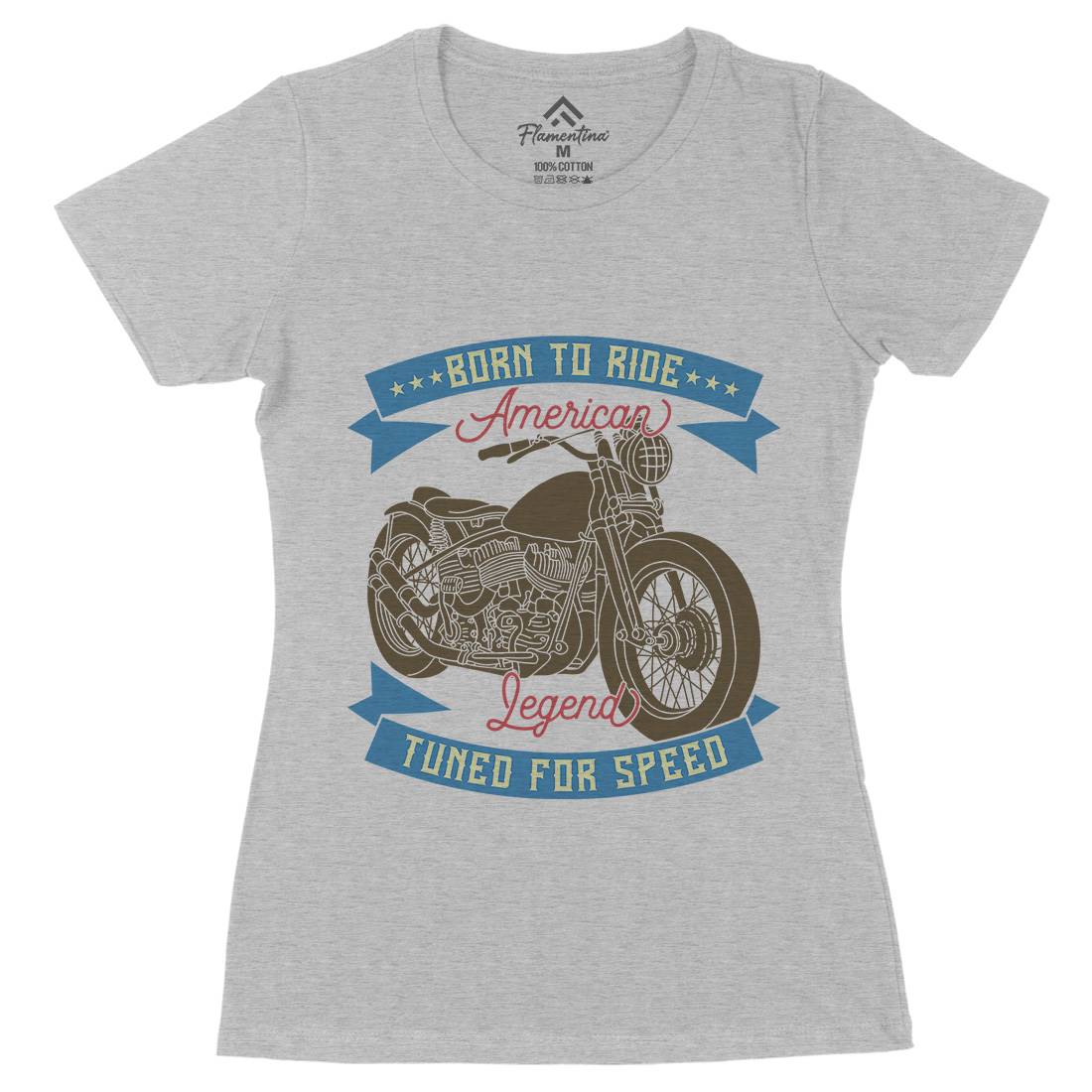 Legend Womens Organic Crew Neck T-Shirt Motorcycles B322