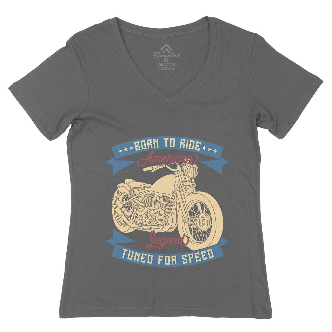 Legend Womens Organic V-Neck T-Shirt Motorcycles B322
