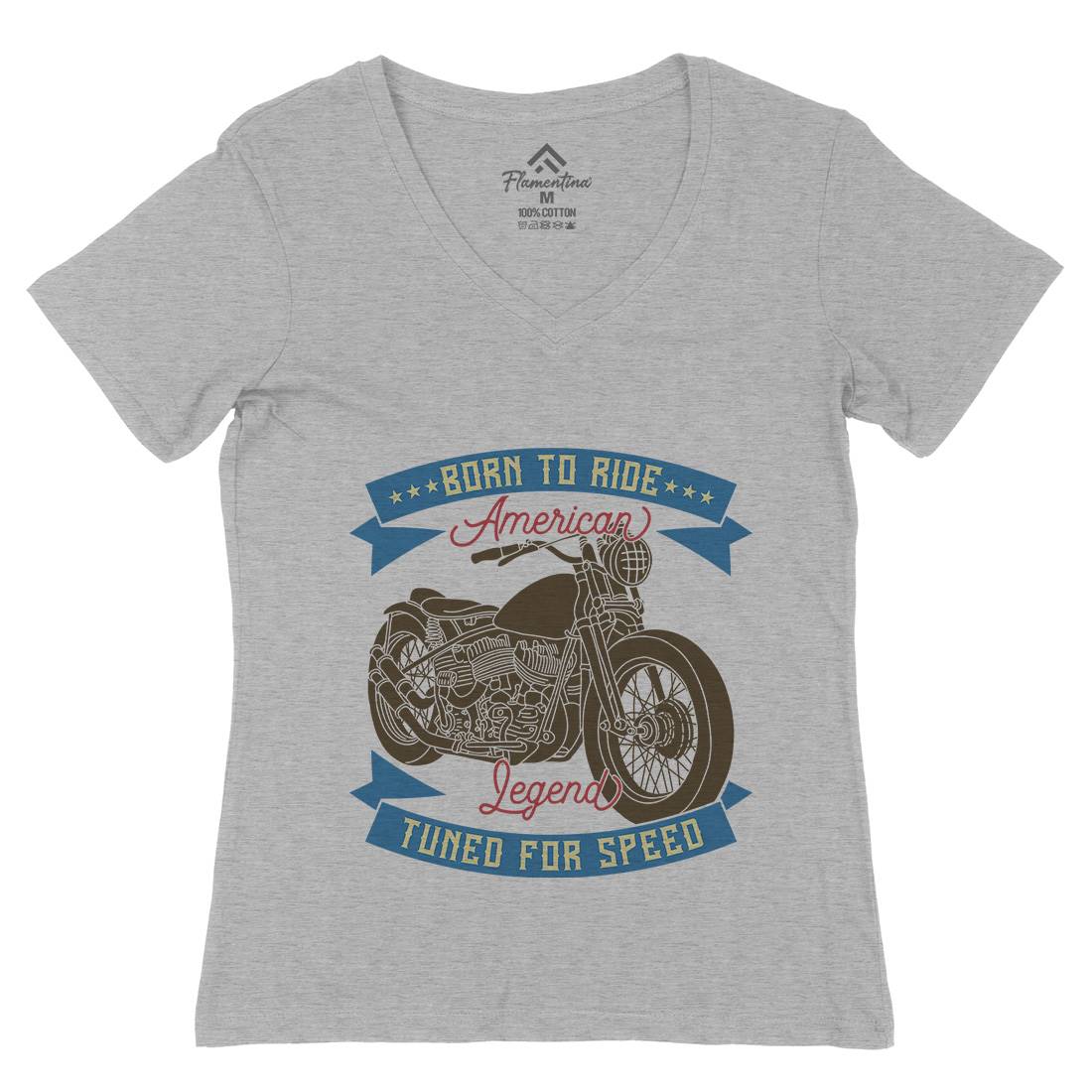 Legend Womens Organic V-Neck T-Shirt Motorcycles B322