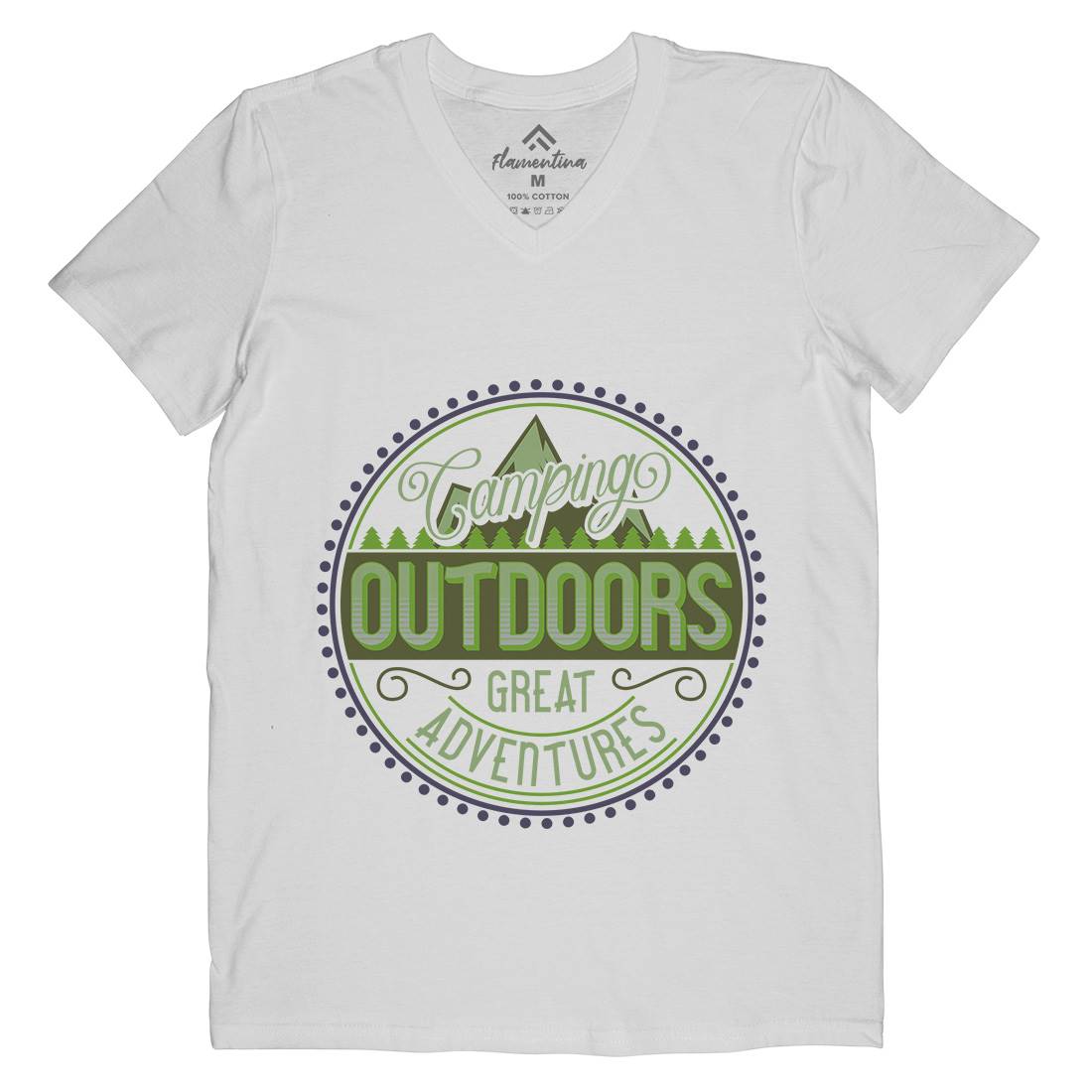 Outdoors Mens Organic V-Neck T-Shirt Nature B326