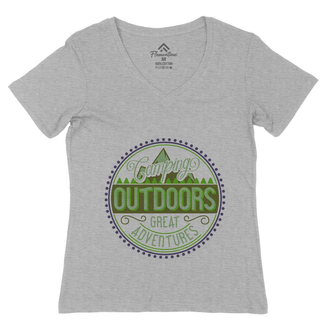 Outdoors Womens Organic V-Neck T-Shirt Nature B326