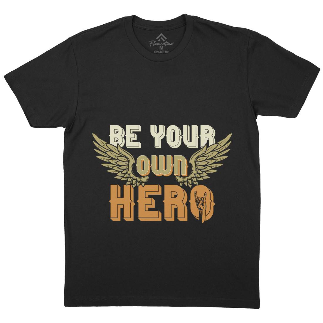 Be Your Own Hero Mens Organic Crew Neck T-Shirt Retro B327