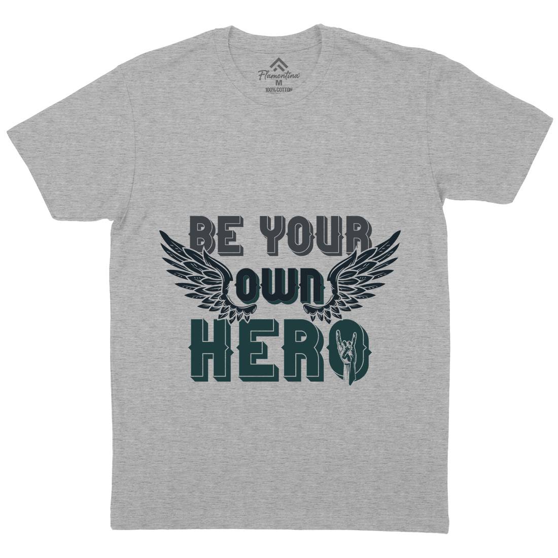 Be Your Own Hero Mens Organic Crew Neck T-Shirt Retro B327