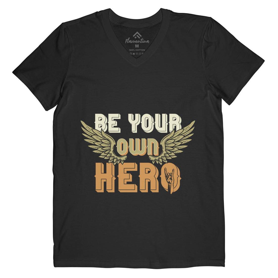 Be Your Own Hero Mens Organic V-Neck T-Shirt Retro B327