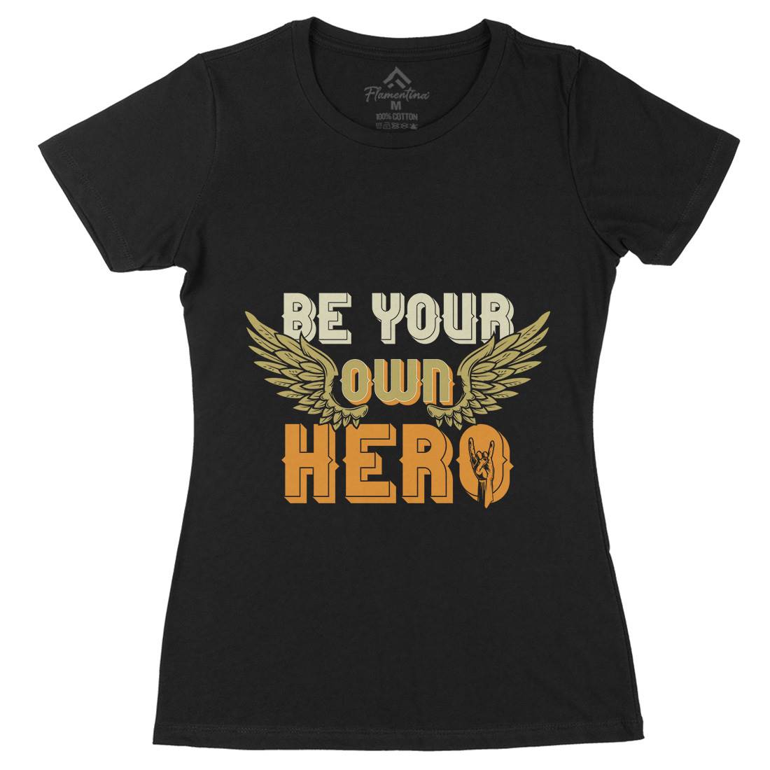 Be Your Own Hero Womens Organic Crew Neck T-Shirt Retro B327