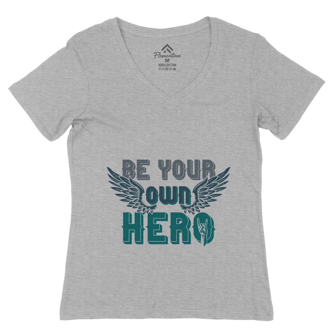 Be Your Own Hero Womens Organic V-Neck T-Shirt Retro B327