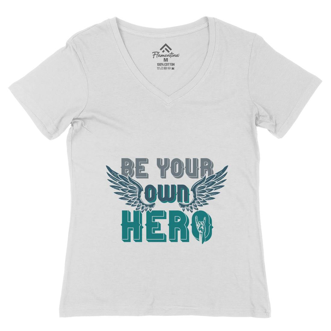 Be Your Own Hero Womens Organic V-Neck T-Shirt Retro B327