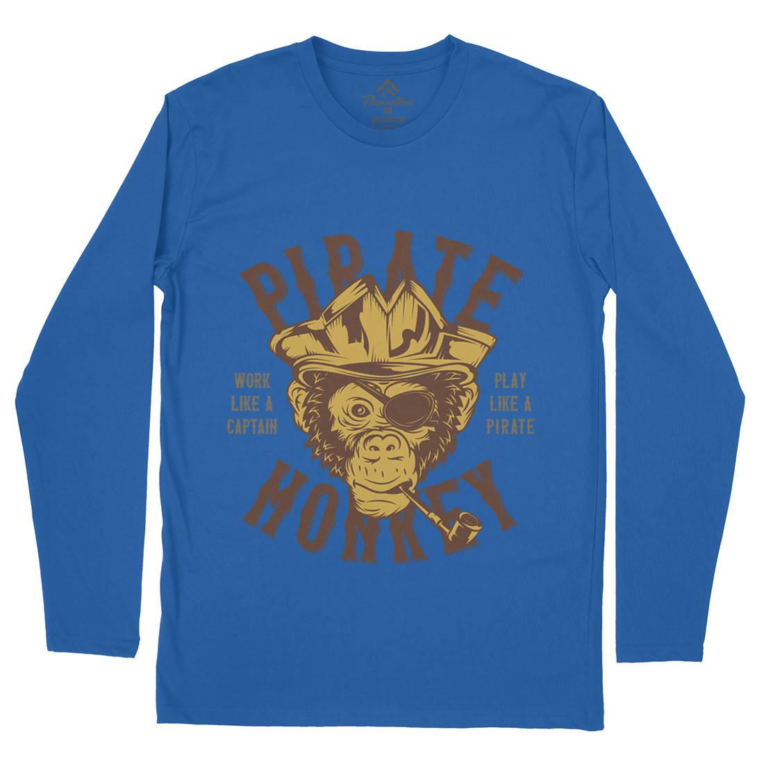 Pirate Monkey Mens Long Sleeve T-Shirt Navy B328