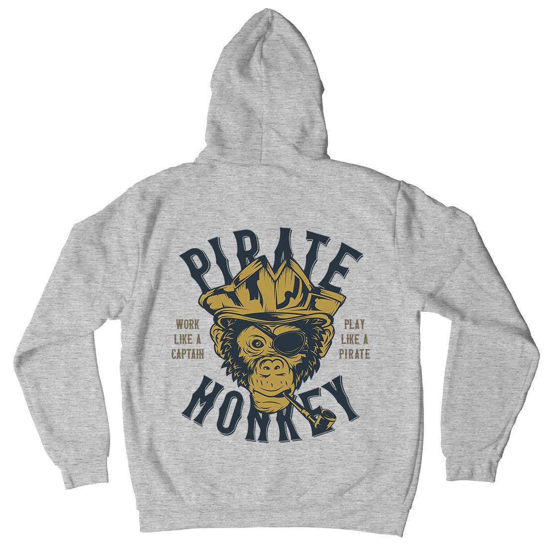 Pirate Monkey Mens Hoodie With Pocket Navy B328
