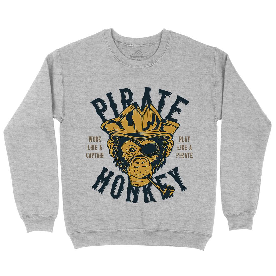 Pirate Monkey Mens Crew Neck Sweatshirt Navy B328