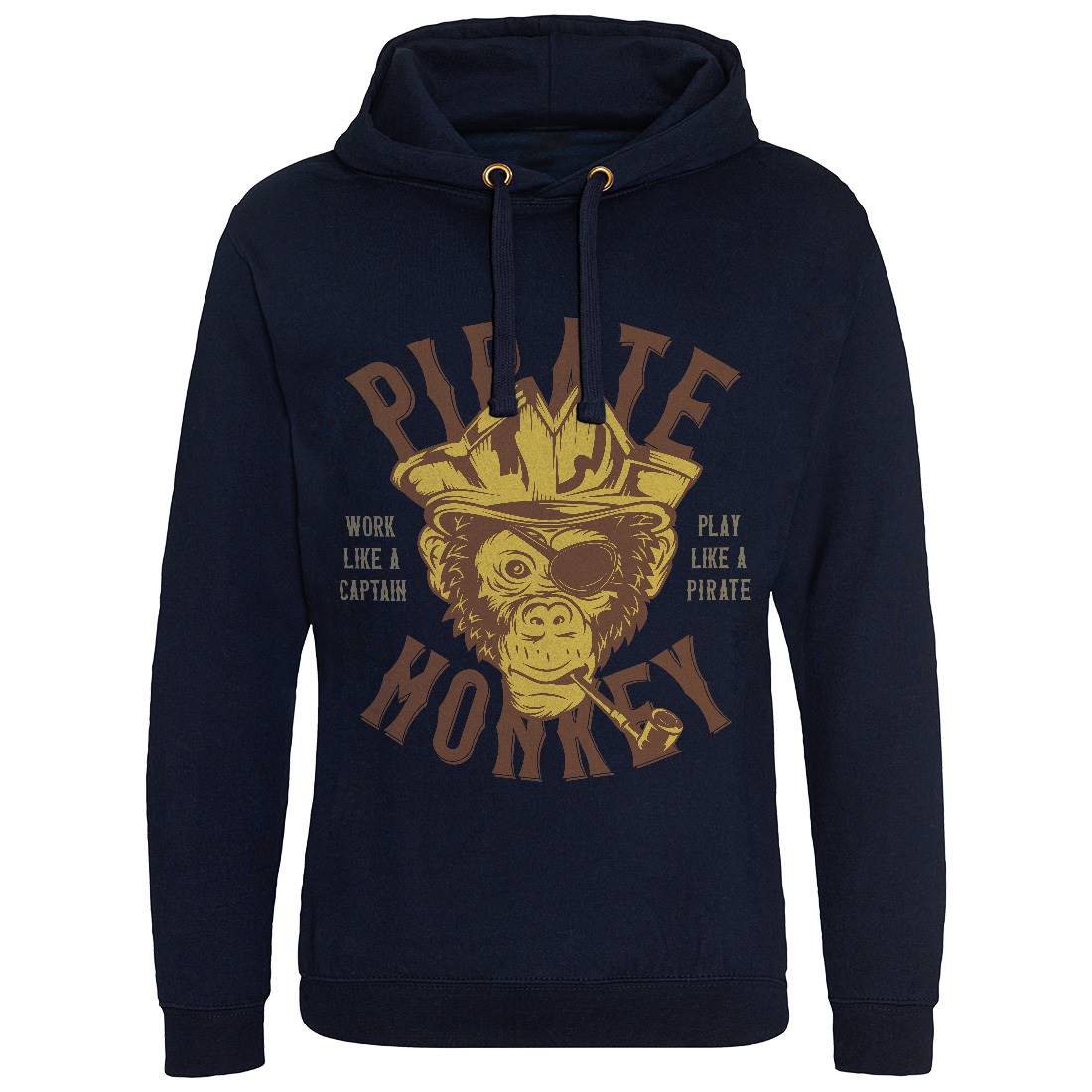 Pirate Monkey Mens Hoodie Without Pocket Navy B328