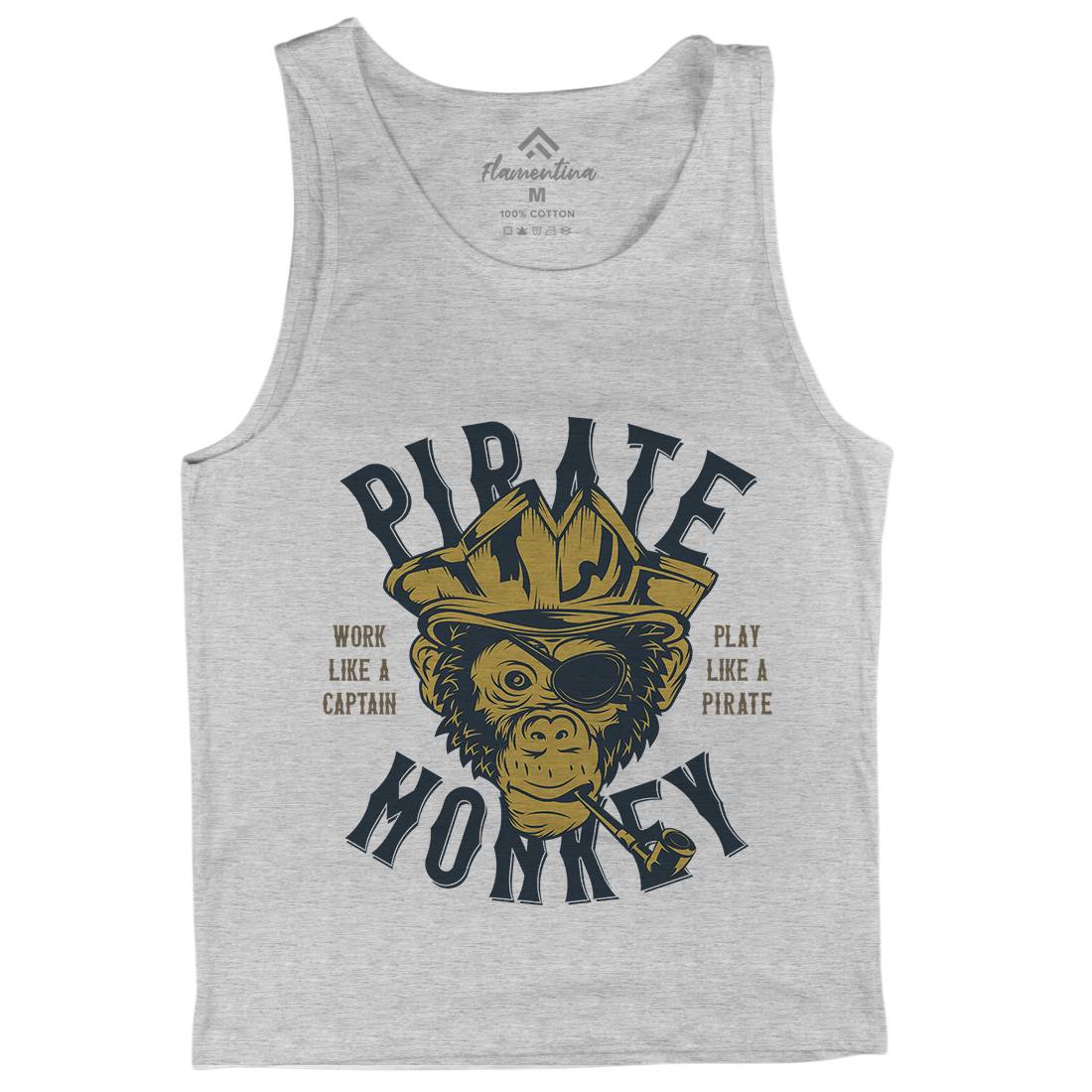 Pirate Monkey Mens Tank Top Vest Navy B328