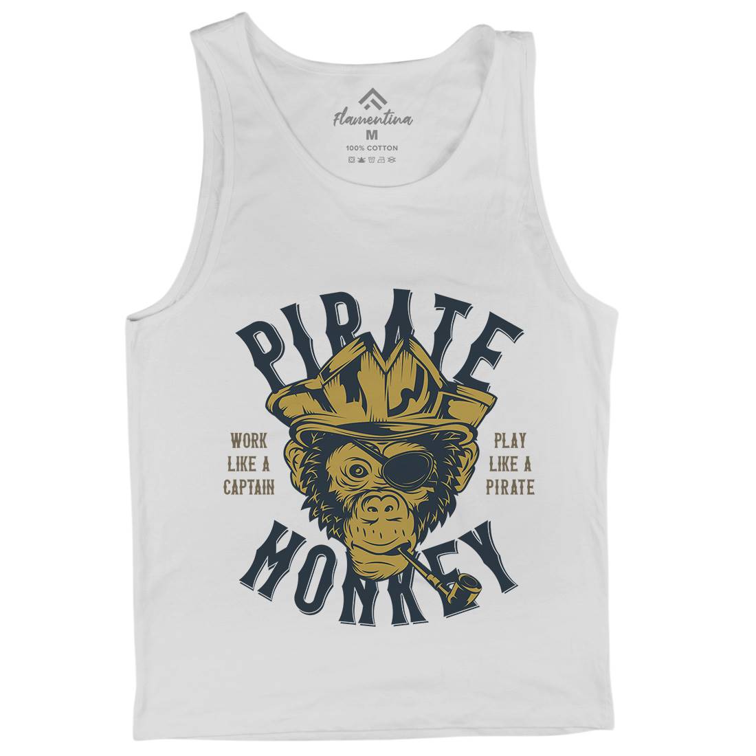 Pirate Monkey Mens Tank Top Vest Navy B328