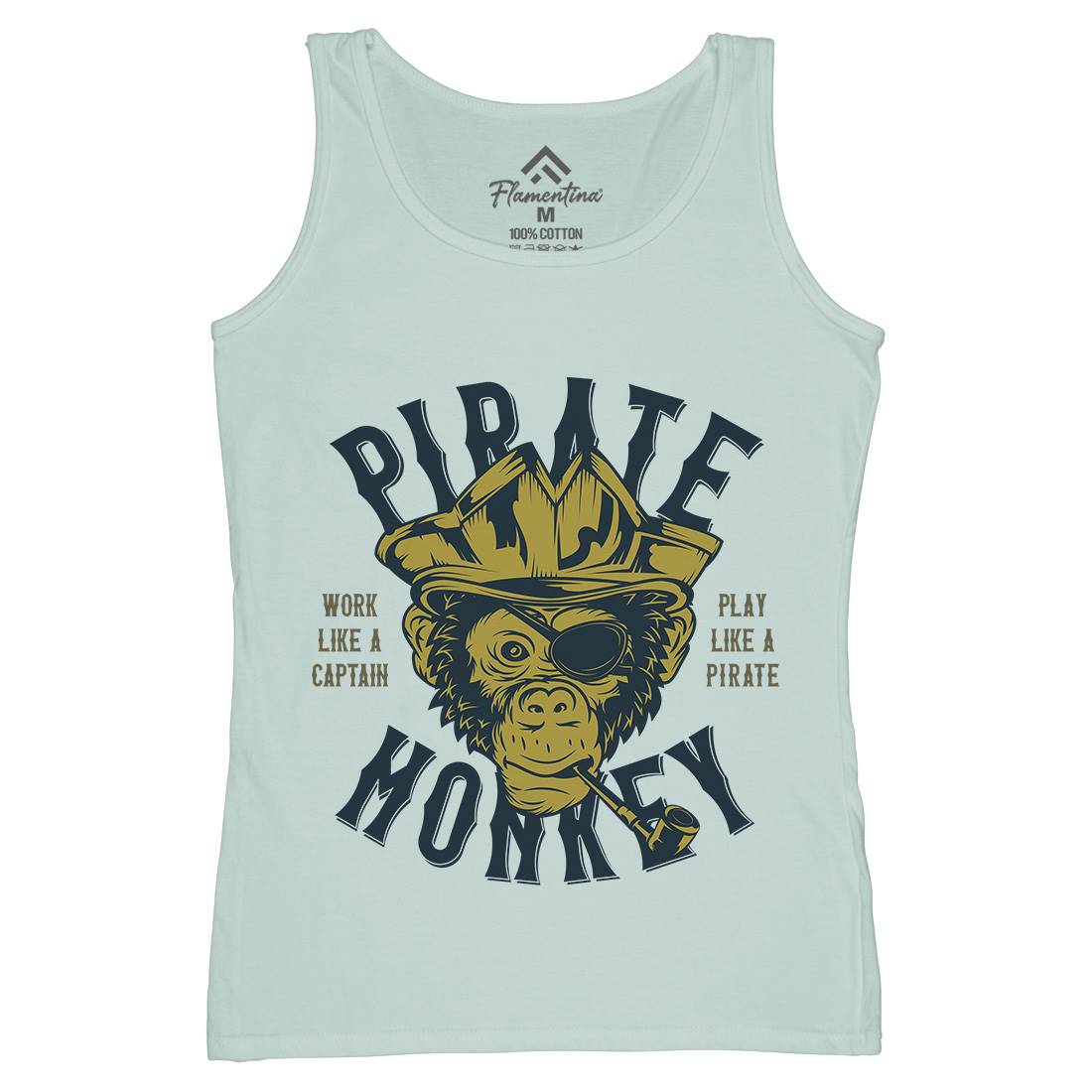 Pirate Monkey Womens Organic Tank Top Vest Navy B328