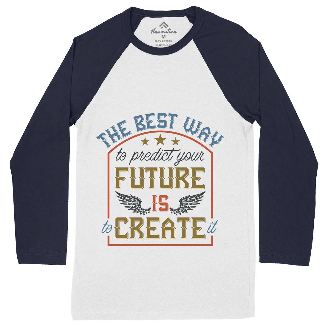 Predict Future Mens Long Sleeve Baseball T-Shirt Retro B329