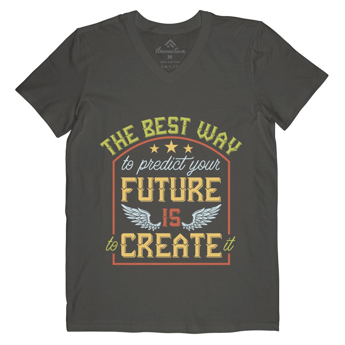 Predict Future Mens V-Neck T-Shirt Retro B329