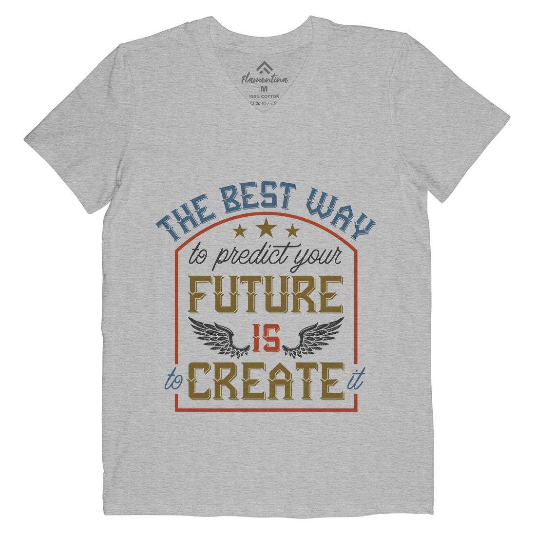 Predict Future Mens Organic V-Neck T-Shirt Retro B329