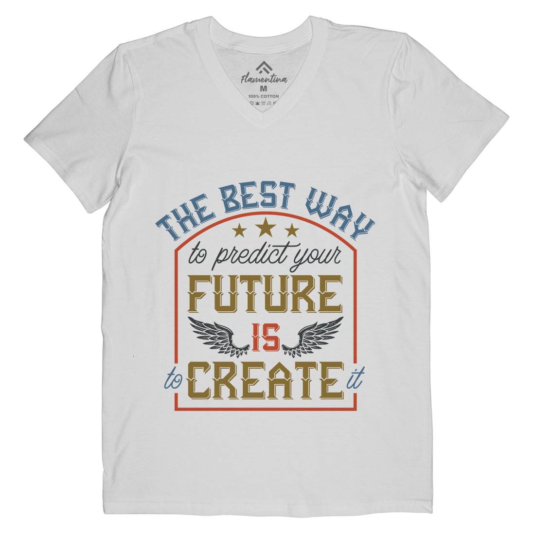 Predict Future Mens Organic V-Neck T-Shirt Retro B329