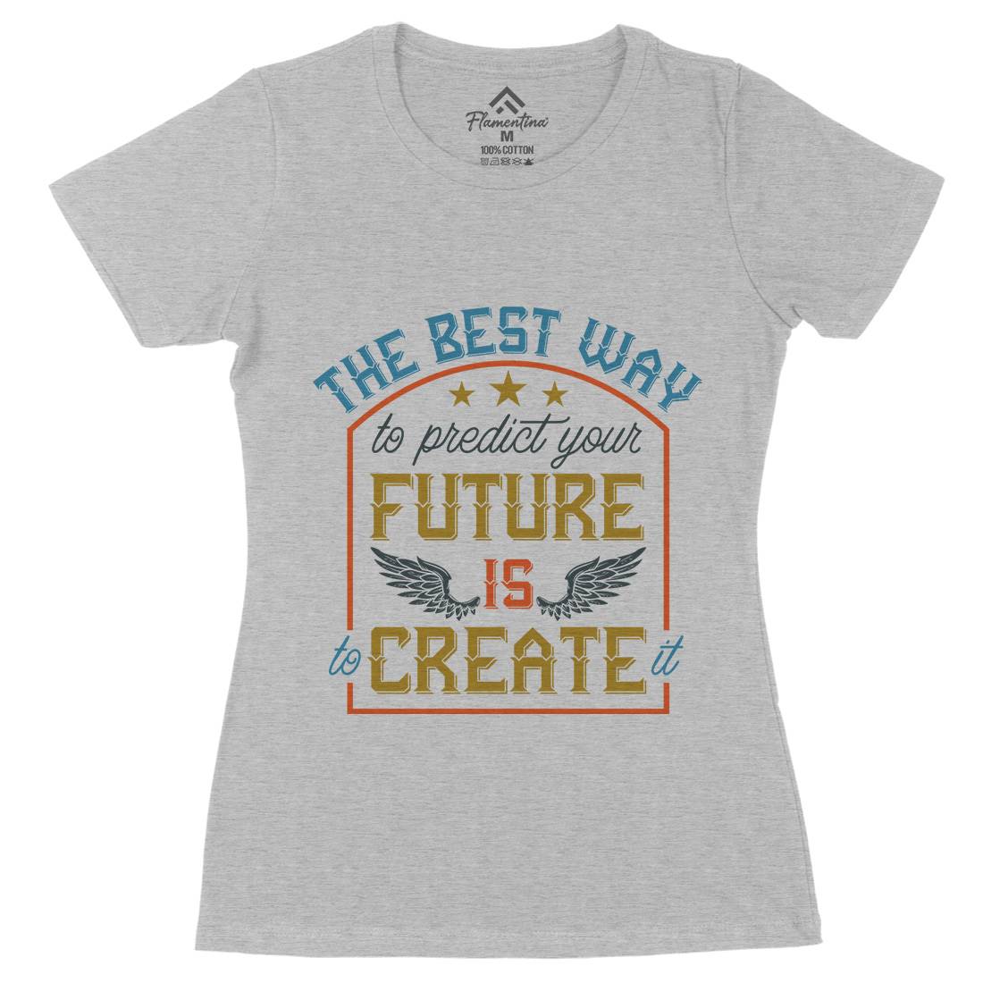 Predict Future Womens Organic Crew Neck T-Shirt Retro B329