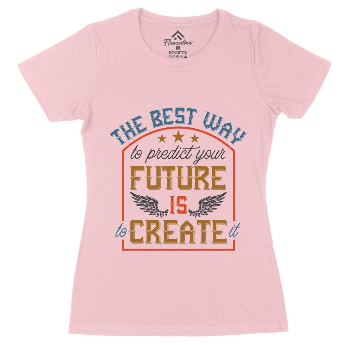 Predict Future Womens Organic Crew Neck T-Shirt Retro B329