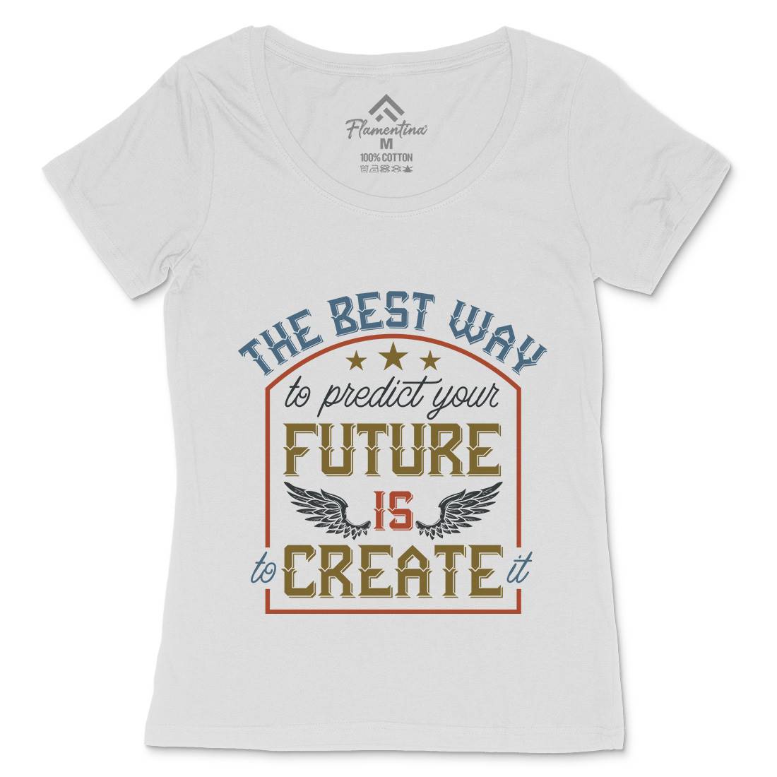 Predict Future Womens Scoop Neck T-Shirt Retro B329