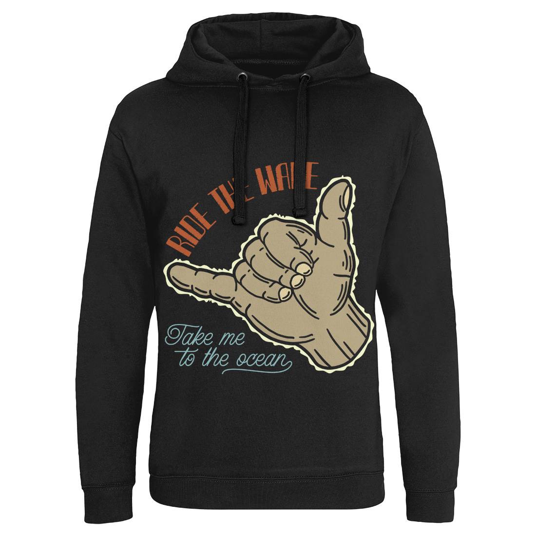Ride The Wave Mens Hoodie Without Pocket Navy B332