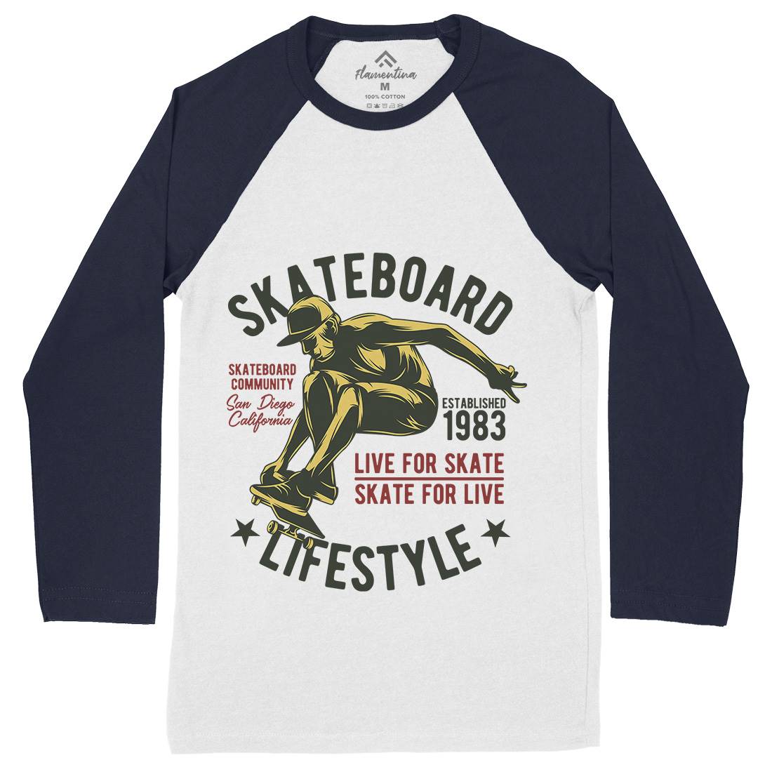Skater Mens Long Sleeve Baseball T-Shirt Skate B334