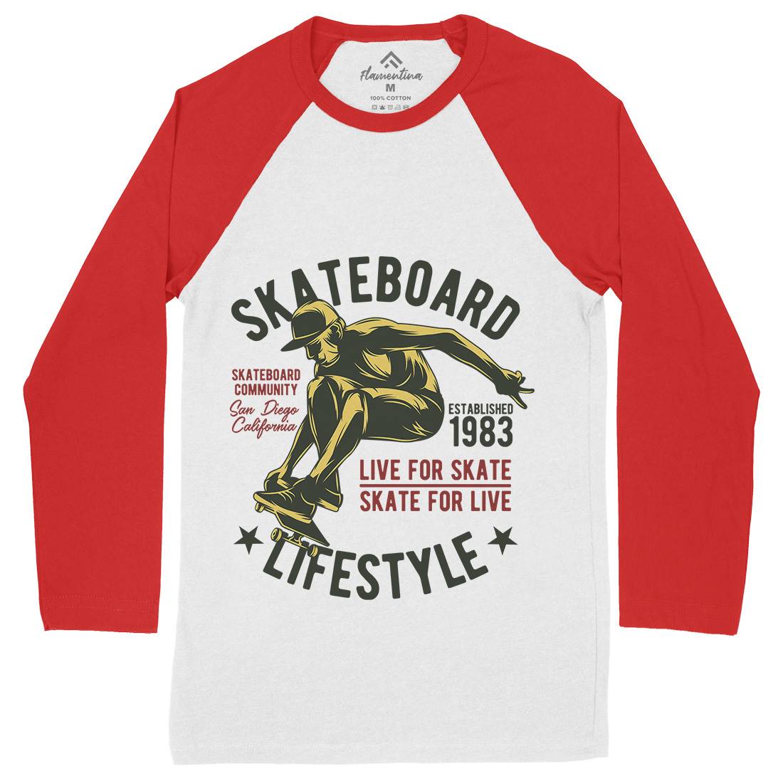 Skater Mens Long Sleeve Baseball T-Shirt Skate B334