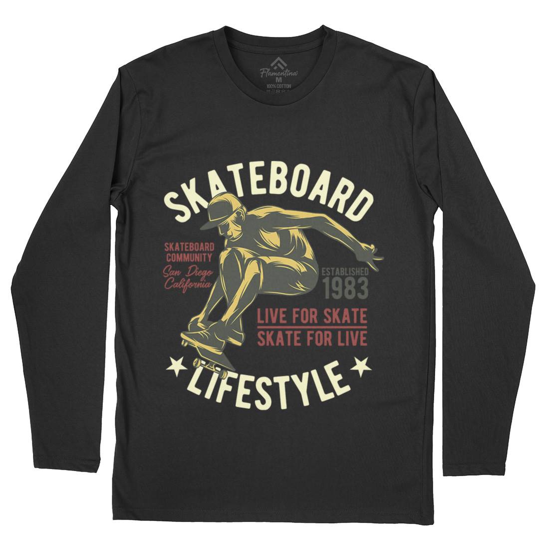 Skater Mens Long Sleeve T-Shirt Skate B334