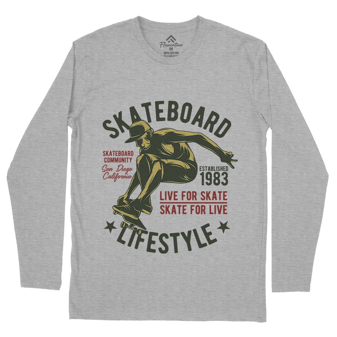 Skater Mens Long Sleeve T-Shirt Skate B334