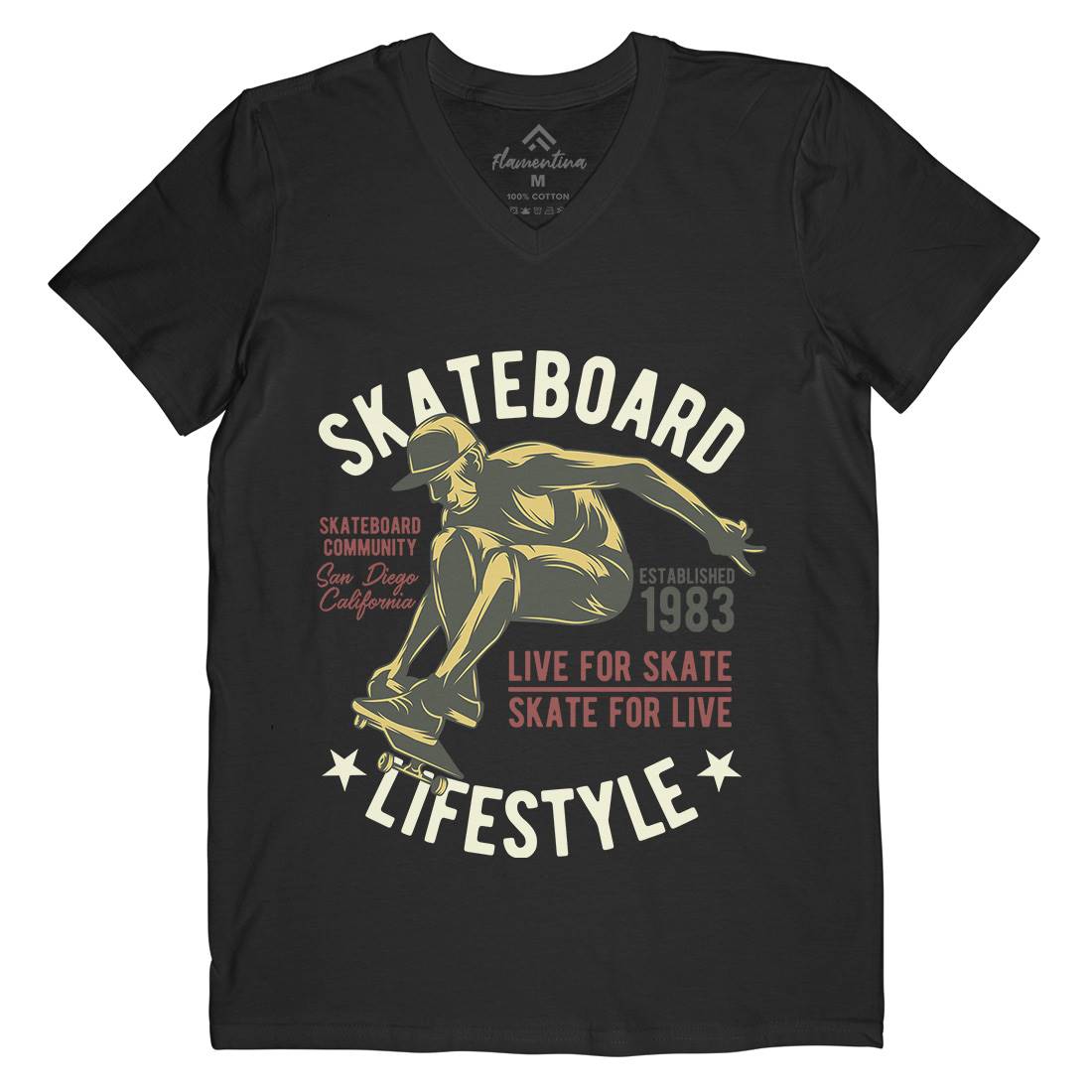 Skater Mens Organic V-Neck T-Shirt Skate B334