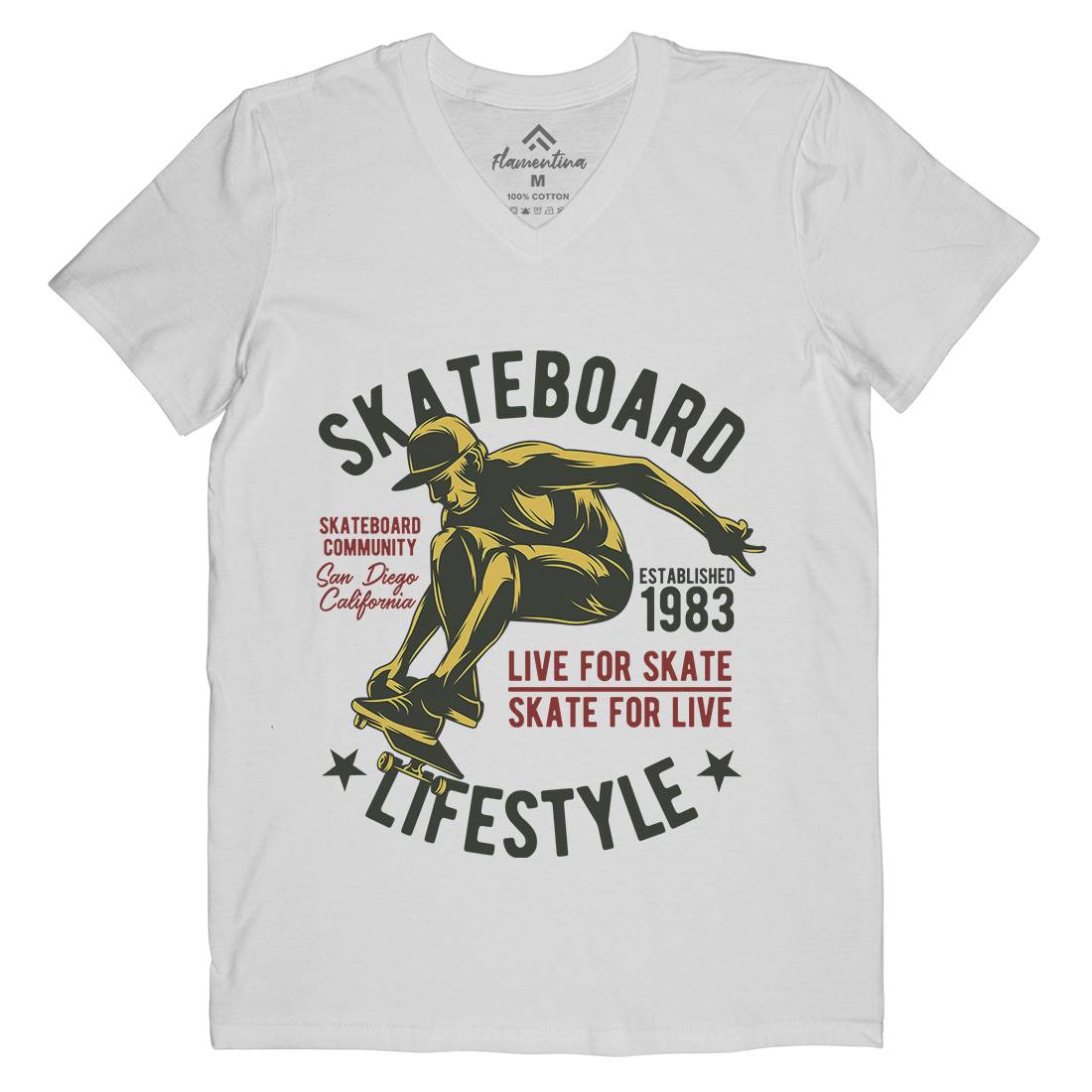 Skater Mens V-Neck T-Shirt Skate B334